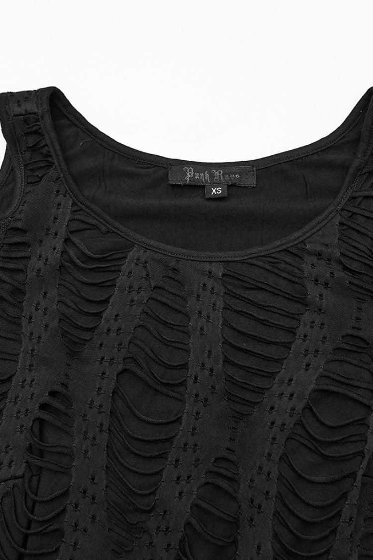 Black Off Shoulder Long Sleeves Spliced Mesh Pleated Women's Punk Top - Product - 5