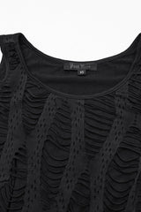 Black Off Shoulder Long Sleeves Spliced Mesh Pleated Women's Punk Top - Product - 5