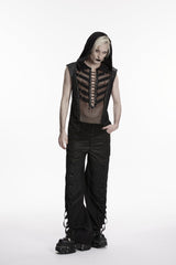 Black Multi-Layered Mesh Eyelet Men's Punk Cool Strappy Pants - Product - 7