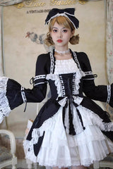 [Miss Rella] Short Sleeves Multi-Layered Ruffle Cardigan Bowknot Lace-Up Sweet Lolita Dress 9 Colors - Product - 2