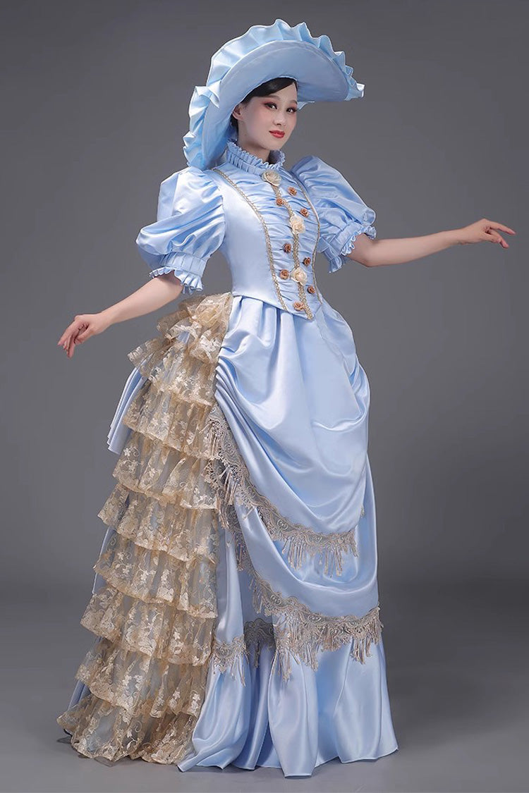 European Style Long Sleeves Multi-layer Ruffle Classic Elegant Princess Victorian Dress 3 Colors - Product - 11