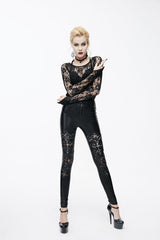 Black Gothic Sexy Leather Leggings Womens Pants - Product - 7