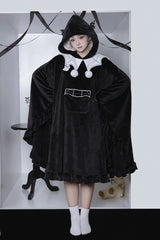 Black Bat Ruffle Hooded Sweet Lolita Coat Cloak - Product - 2