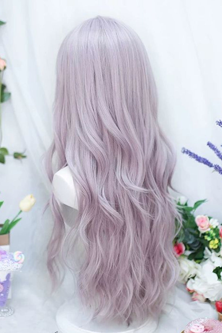 Taro Purple Straight Bangs Sweet Lolita Long Wavy Wig - Product - 3