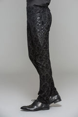 Black Party Court Flocking Patterned Gothic Mens Pants - Product - 4