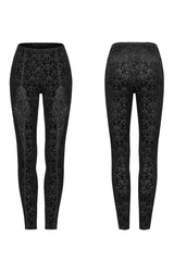 Black Jacquard Women's Gothic Leggings - Product - 5
