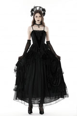 Black Sleeveless Floral Embroidered Velvet Women's Gothic Corset - Product - 7