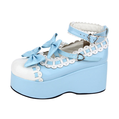 Pink Lace Bowknot Sweet Lolita Platform Shoes - Product - 4