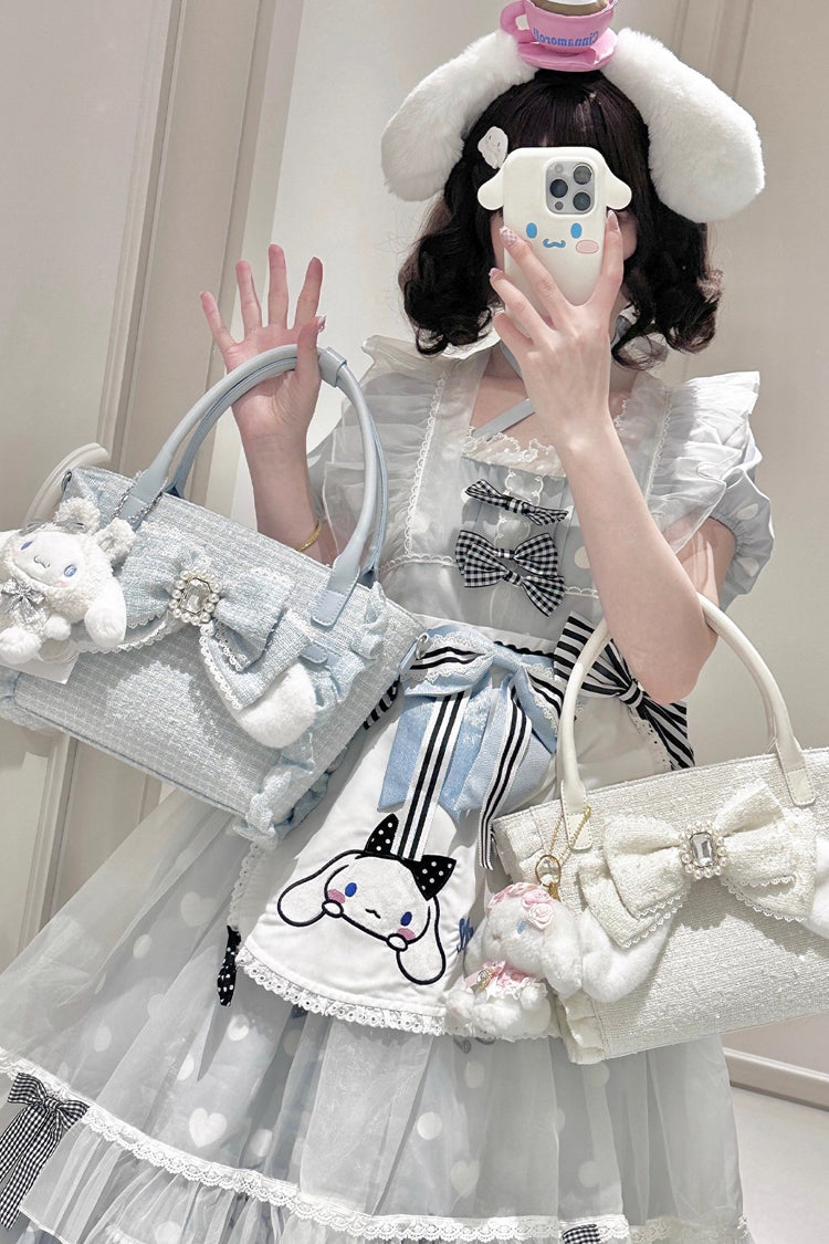 Sweet Ruffle Bowknot Zipper Pearl Chain Japanese Lolita Handbag 4 Colors - Product - 5