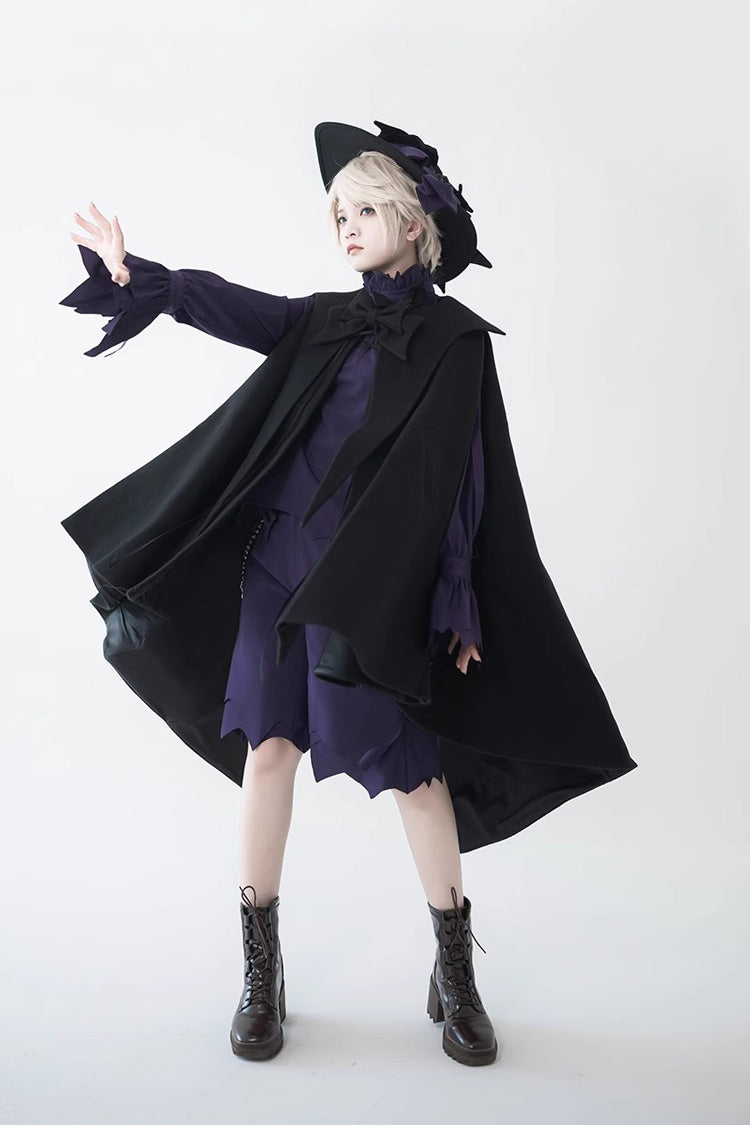 Black Woolen Ouji Fashion Daily Lolita Cloak - Product - 4