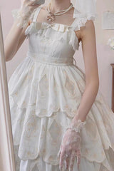 White Multi-layer Hollow Embroidery Sweet Lolita Jsk Dress - Product - 5