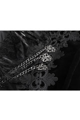 Black Stand Collar Trumpet Sleeves Embroidery Stitching Lace Women's Gothic Jacket - Product - 11