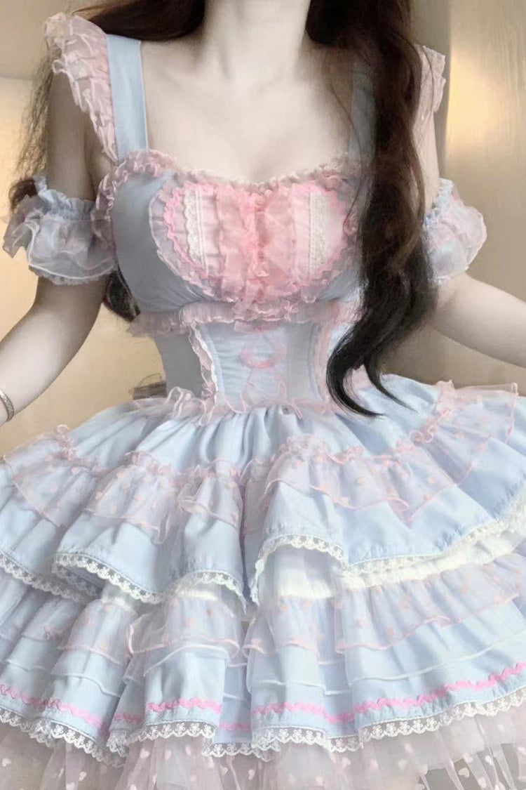 Pray for Dopamine Multi-layer Ruffle Lace Sweet Lolita Jsk Dress 5 Colors - Product - 8
