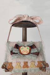 Mint Chocolate Little Bear Bowknot Lace Pearl Sweet Lolita Handbag - Product - 2