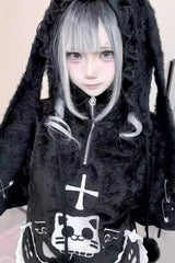 [Lop-eared Rabbit] Long Rabbit Ears Jirai Kei Lolita Knitted Hat - Product - 3