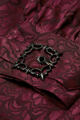 Jacquard Long Sleeve Front Metal Eyelets Lace Up Metal Carving Buckle Cuff Men's Gothic Shirt 3 Colors - Product - 14