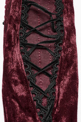 Red Floral Embroidery Lace-Up Women's Gothic Gloves - Product - 9