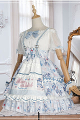 Blue Alice Rabbit Print Multi Layer Design Sweet Lolita JSK Dress - Product - 7