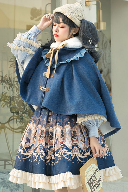 Blue Explore The Stars Ruffled Classic Lolita Skirt Dress - Product - 2