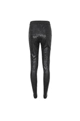 Black Floral Embroidered Mesh Splice Women's Gothic Leggings - Product - 10