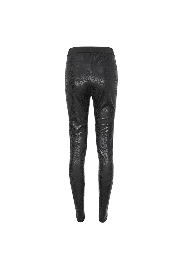 Black Floral Embroidered Mesh Splice Women's Gothic Leggings - Product - 10