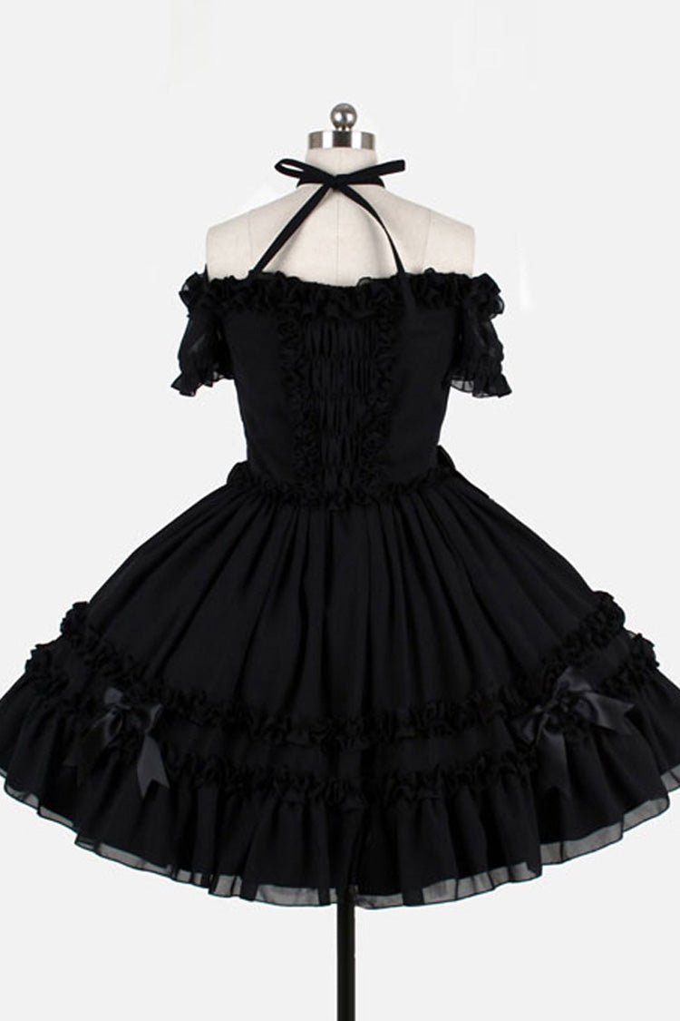 Chiffon Binding Strap Short Sleeves Boat Neck Classic Lolita Dress - Product - 6