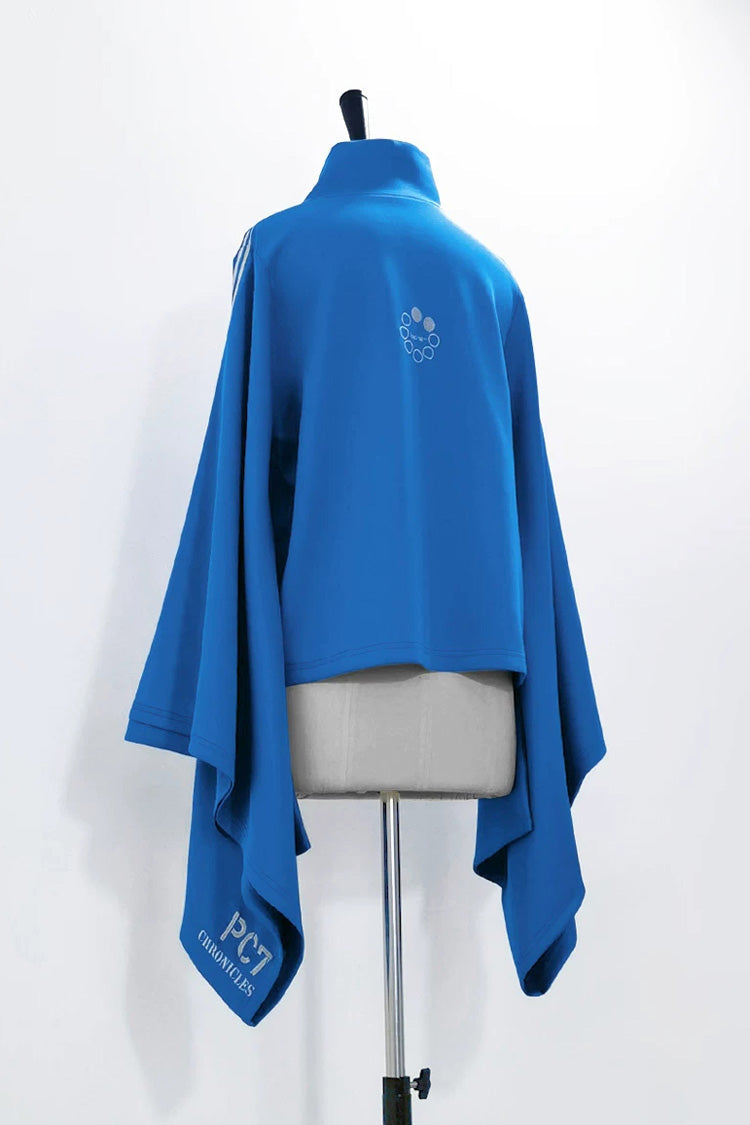 Blue [Network Error] Stand Collar Long Trumpet Sleeves Ouji Gothic Functional Style Japanese Prince Lolita Coat Shorts Set - Product - 12