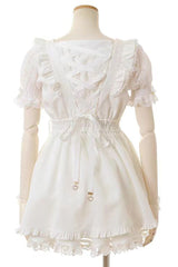 Sweet Jirai Kei Square Collar Short Sleeves Ruffle Bowknot Lace Japanese Dress Set 3 Colors - Product - 7