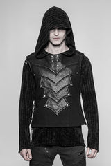 Black Sleeveless Faux Leather Detailed Men's Punk Vest - Black - 1