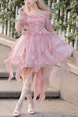 Pink Galaxy Prayer Corset Fishbone Ribbon Sweet Lolita Jsk Dress - Product - 8