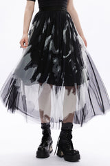 Rose Print Embroidery Stitching Lace Sheer Mesh Women's Gothic Skirt 2 Color - Product - 10