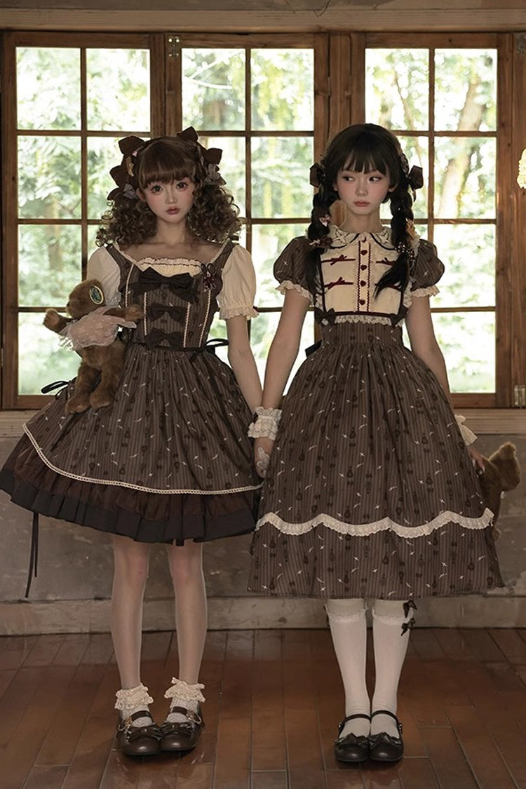 Brown Moro Coco [Hot Air Balloon] Print Ruffle Bowknot Sweet Elegant Princess Lolita Dress - Product - 12