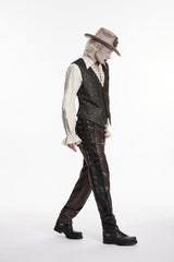 Black V Collar Jacquard Slim Men's Gothic Retro Vest - Product - 4