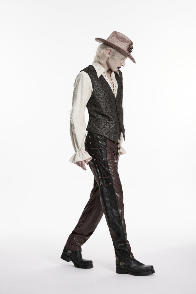 Black V Collar Jacquard Slim Men's Gothic Retro Vest - Product - 4