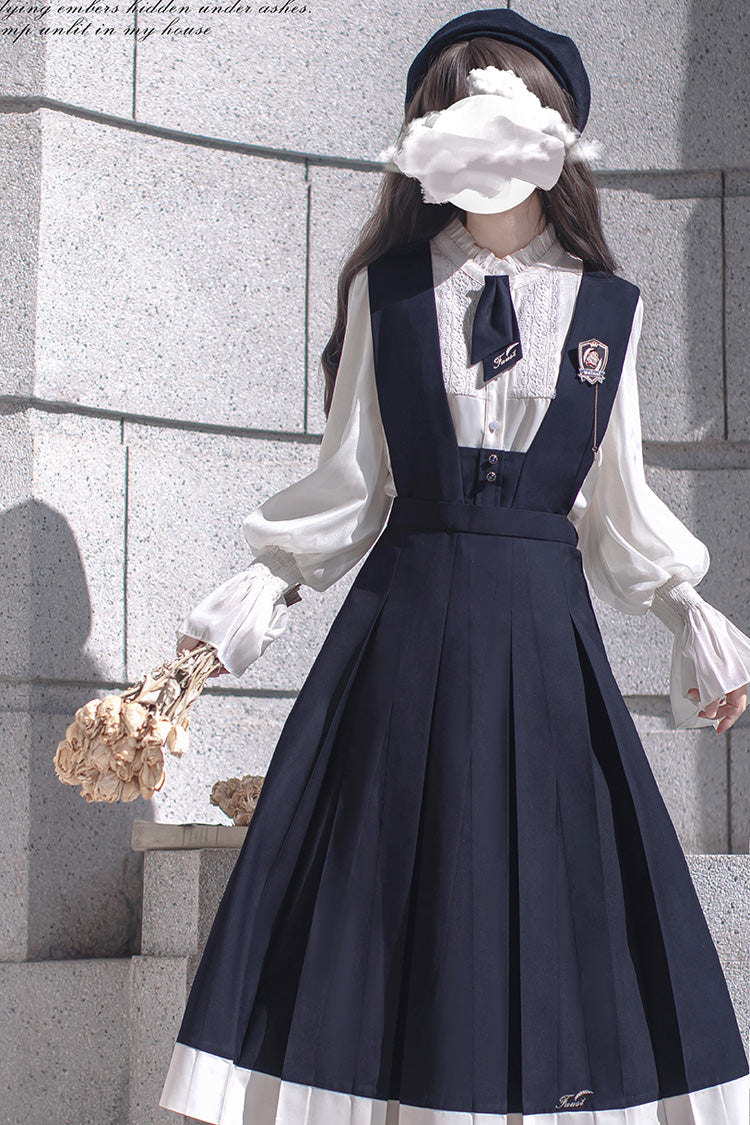 Blue Sleeveless Classic College Style Elegant Lolita Jumper Dress - Product - 9