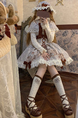 [Castle Bear] Sleeveless Print Ruffle Bowknot Lace Sweet Lolita Jsk Dress 4 Colors - Product - 6