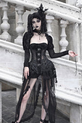 Black [Hell Alice] Hollow Lace-Up Fishbone Gothic Lolita Dress Corset - Product - 5