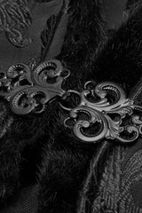 Black Jacquard Stand Collar Stitching Metal Retro Buckle Mens Gothic Cloak - Product - 5
