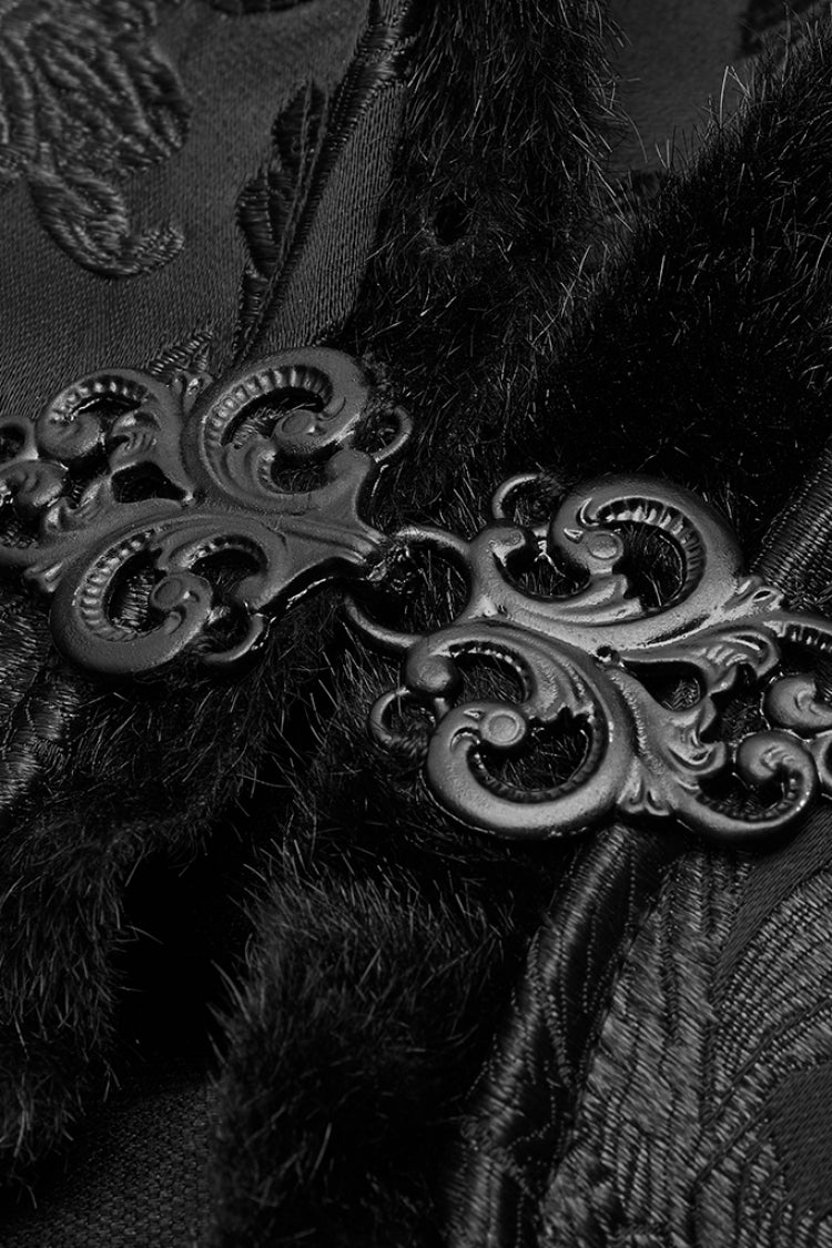 Black Jacquard Stand Collar Stitching Metal Retro Buckle Mens Gothic Cloak - Product - 5
