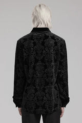 Men's Long Sleeves Embossed Velvet Print Gothic Gorgeous Blouse 2 Colors - Product - 4