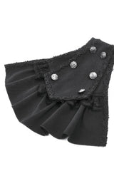 Black Bouble-Breasted Floral Lace Women's Gothic Cape - Product - 13