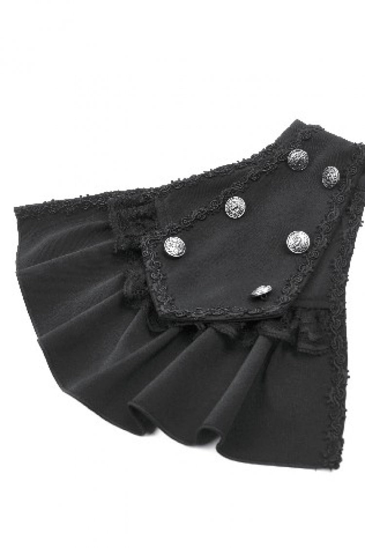 Black Bouble-Breasted Floral Lace Women's Gothic Cape - Product - 13