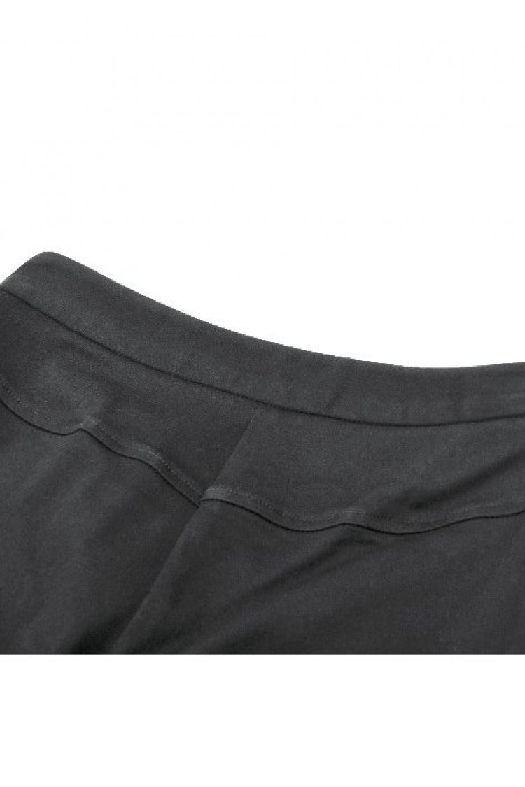 Black Women's Punk Buckled Straps Cut-Out Sheer Mesh Patchwork Flare Pants - Product - 16