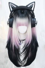 Dreamy Pink/Purple Gradient Sweet Lolita Long Straight Wig - Pink/Purple - 1