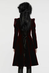 Black/Red Long Puff Sleeves Floral Embroidery Women's Gothic Coat - Product - 3