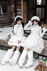 [White Chocolate] Triple-Layered Ruffle Bowknot Sweet Lolita Jsk Dress Set - Product - 13
