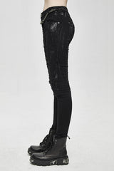 Black Punk Hand Painted Laced Up Legs Cool Womens Pants - Product - 6