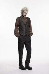 Black V Collar Jacquard Slim Men's Gothic Retro Vest - Product - 10