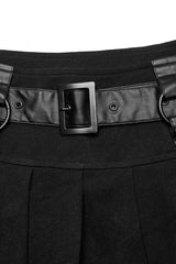 Black Stitching Mesh Straps Pleated Women's Punk Skirt - Product - 6