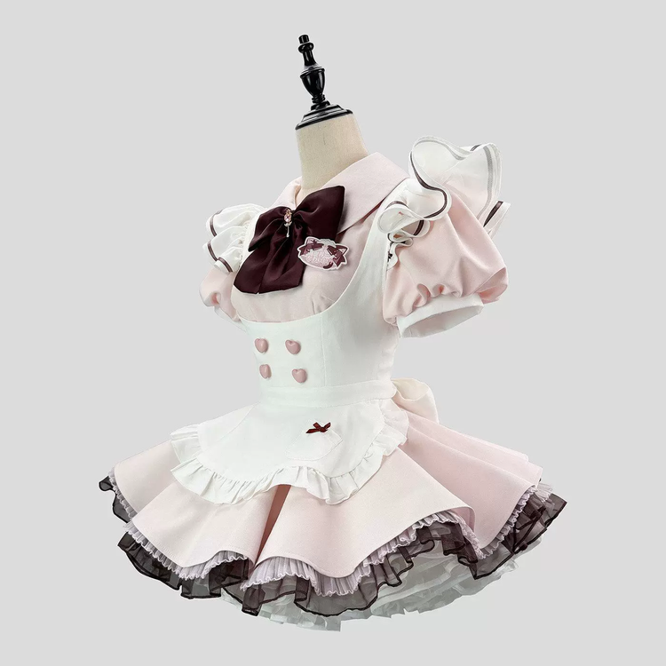 Cute Maid Lolita Dress with Heart Buttons and Bow Charm - view 2